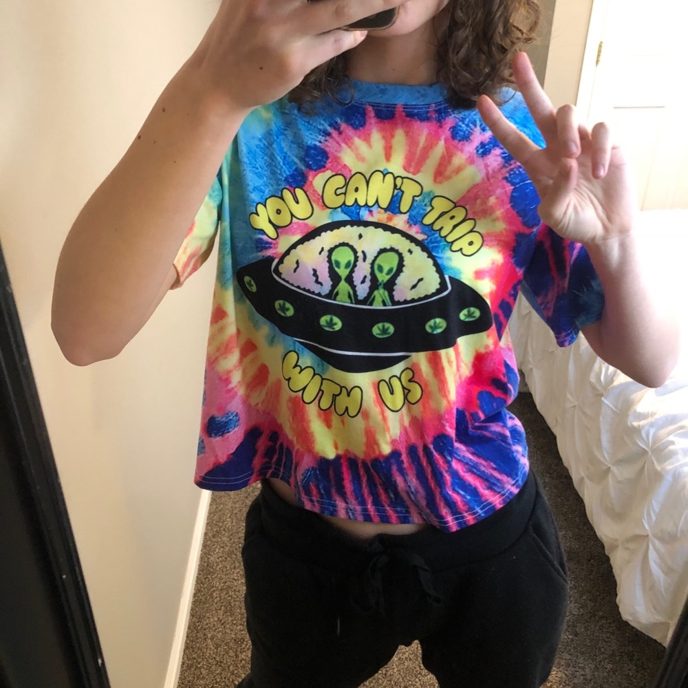 UFO graphic tie-dye wash Tee